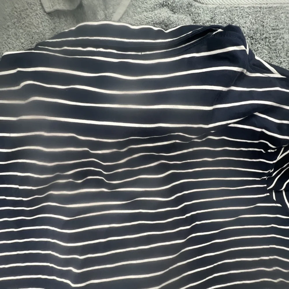 POLO Ralph Lauren Men's Classic Fit Interlock Navy Blue‎ White Stripe Shirt XXL